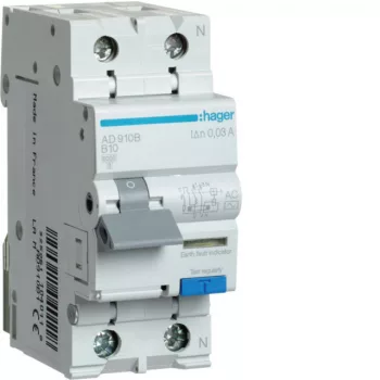   Hager AD910B Áramvédős kismegszakító 1P+N, B-10A, 30mA, 6kA, AC