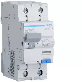   Hager AD932B Áramvédős kismegszakító 1P+N, B-32A, 30mA, 6kA, AC