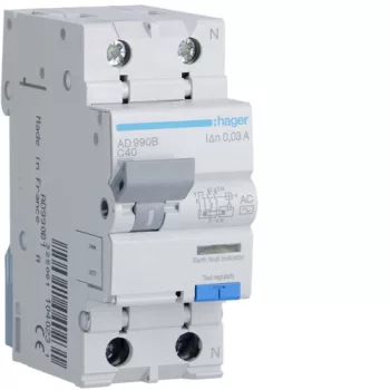   Hager AD990B Áramvédős kismegszakító 1P+N, C-40A, 30mA, 6kA, AC