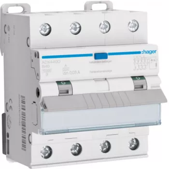  Hager ADX440D Áramvédős kismegszakító 3P+N, B-40A, 30mA, 10kA, A
