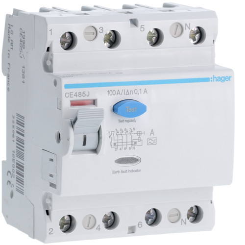 Hager CE485J Hibaáramrelé 4P, 100A, 100mA, A Hager CE485J Hibaáramrelé 4P, 100A, 100mA, A