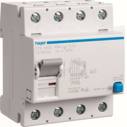 Hager CFB440D Fi-relé, 4P, 40A, 300mA, B
