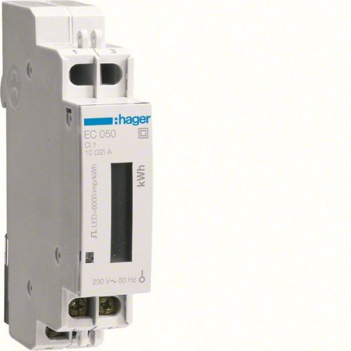 Hager EC050 Fogyasztásmérő, 1 fázisú, 32A direkt, hatásos energia