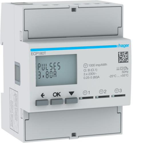 Hager ECP180T fogyasztásmérő 1 fázis 3x80A