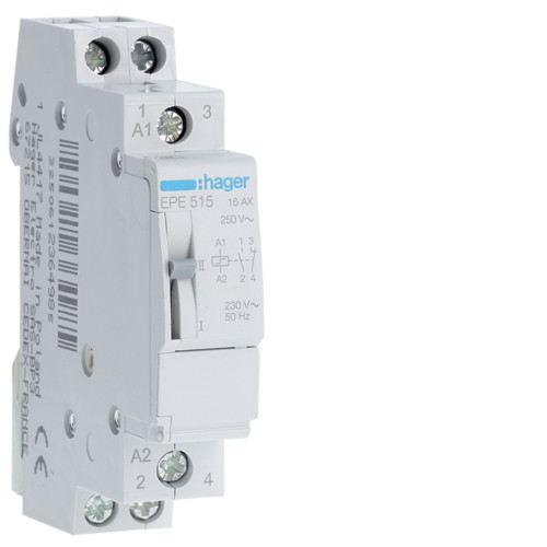 Hager EPE515 Impulzusrelé, 1Z+1NY, 16A, 230V AC / 110V DC Hager EPE515 Impulzusrelé, 1Z+1NY, 16A, 230V AC / 110V DC