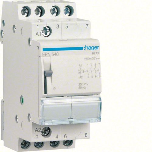 Hager EPN540, impulzusrelé 4P 16A, 4 Záró érintkező, 230 V AC / 110 V DC vezerlés (Hager EPN540)