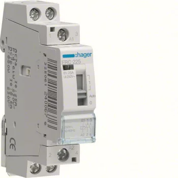   Hager Moduláris kontaktor 25A, kézi kapcsolással, 2 Záró érintkező, 230V AC 50 Hz (Hager ERC225)