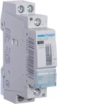   Hager Moduláris kontaktor 25A, kézi kapcsolással, 2 Nyitó érintkező, 230V AC 50 Hz (Hager ERC226)