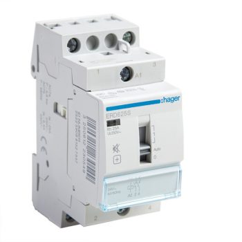   Hager ERD625S Csendes mágneskapcsoló, 2Z, 25A, 24V AC, I-0-II, moduláris, növelt kapcs.telj.
