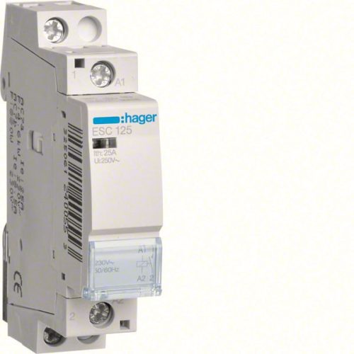 Hager Moduláris kontaktor 25A, 1 Záró érintkező, 230V AC 50 Hz (Hager ESC125)