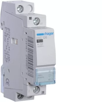   Hager Moduláris kontaktor 25A, 1 Nyitó érintkező, 230V AC 50 Hz (Hager ESC126)