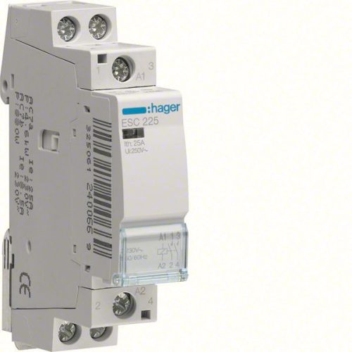 Hager Moduláris kontaktor 25A, 2 Záró érintkező, 230V AC 50 Hz (Hager ESC225)