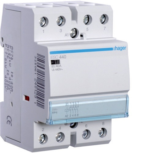 Hager Moduláris kontaktor 40A, 4 Záró érintkező, 230V AC 50 Hz (Hager ESC440)