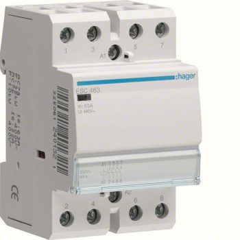   Hager ESC463, Moduláris kontaktor 63A, 4 Záró érintkező, 230V AC 50 Hz (Hager ESC463)