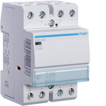   Hager ESC464, Moduláris kontaktor 63A, 4 Nyitó érintkező, 230V AC 50 Hz (Hager ESC464)