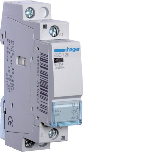 Hager Moduláris kontaktor 25A, 1 Záró érintkező, 24V AC 50 Hz (Hager ESD125)