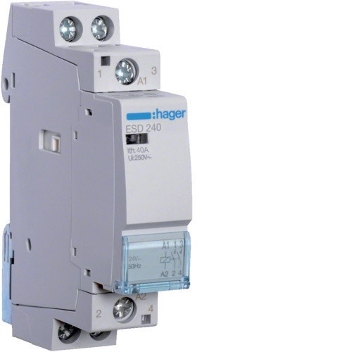 Hager Moduláris kontaktor 40A, 2 Záró érintkező, 24V AC 50 Hz (Hager ESD240)