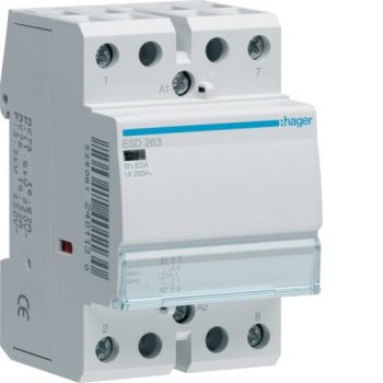   Hager ESD263, Moduláris kontaktor 63A, 2 Záró érintkező, 24V AC 50 Hz (Hager ESD263)