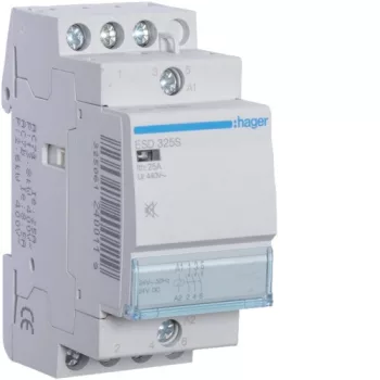   Hager Csendes moduláris kontaktor 25A, 3 Záró érintkező, 24V AC/DC 50 Hz (Hager ESD325S)