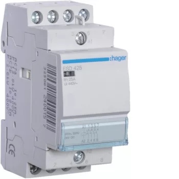   Hager Moduláris kontaktor 25A, 4 Záró érintkező, 24V AC 50 Hz (Hager ESD425)