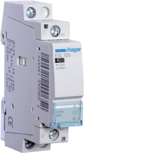 Hager Moduláris kontaktor 25A, 1 Záró érintkező, 12V AC 50 Hz (Hager ESL125)