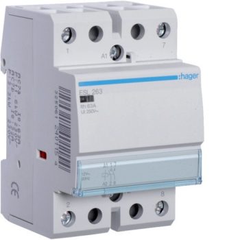   Hager ESL263, Moduláris kontaktor 63A, 2 Záró érintkező, 12V AC 50 Hz (Hager ESL263)