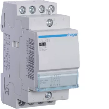   Hager Moduláris kontaktor 25A, 4 Záró érintkező, 12V AC 50 Hz (Hager ESL425)