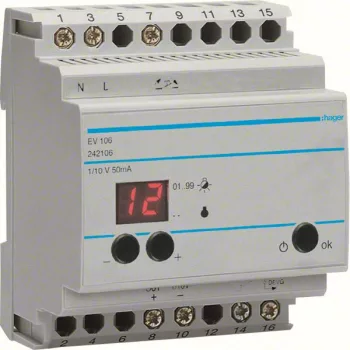   Hager EV106 Dimmer master készülék, max. 30db EV100 és EV102 vezérlésére, 1-10V kimenet, 1Z 10A