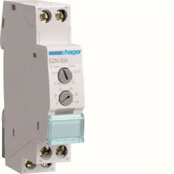   Hager EZN004 Időrelé, impulzusadó, 1 váltó, 10A-230V AC, 12-48V DC, 24-230V AC