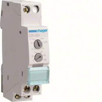   Hager EZN005 Időrelé, villogó, 1 váltó, 10A-230V AC, 12-48V DC, 24-230V AC