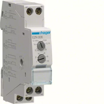  Hager EZN006 Időrelé, multifunkciós, 1 váltó, 10A-230V AC, 12-48V DC, 24-230V AC
