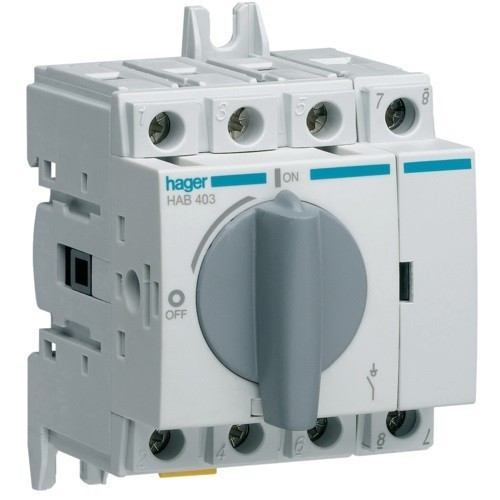 Hager HAB403, moduláris terheléskapcsoló 4P 32A 380/415V (Hager HAB403)