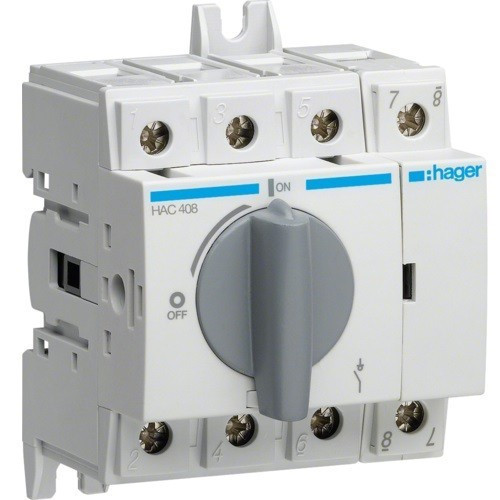 Hager HAC408, moduláris terheléskapcsoló 4P 80A 380/415V (Hager HAC408)