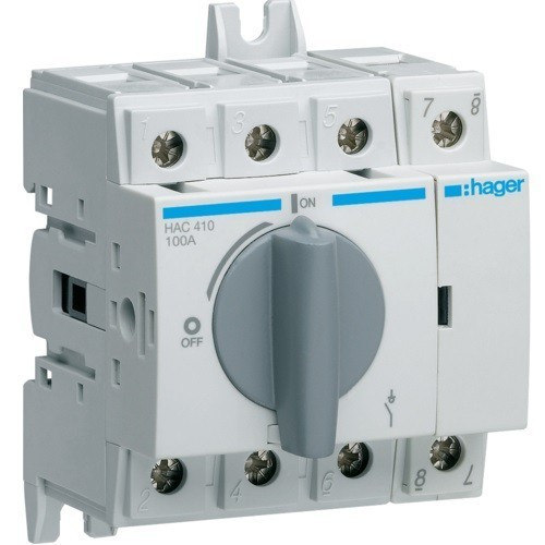 Hager HAC410, moduláris terheléskapcsoló 4P 100A 380/415V (Hager HAC410)