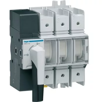   Hager HAE316, moduláris terheléskapcsoló 3P 160A 380/415V, látható kapcsolási helyzettel (Hager HAE316)