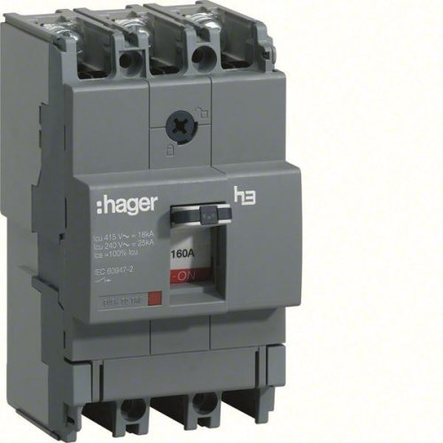 Hager HDA160L x160 TM kompakt megszakító, 3P, 160A, 18kA