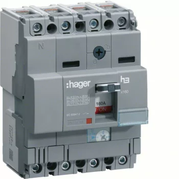 Hager HHA101H x160 TM kompakt megszakító, 4P, 100A, 25kA