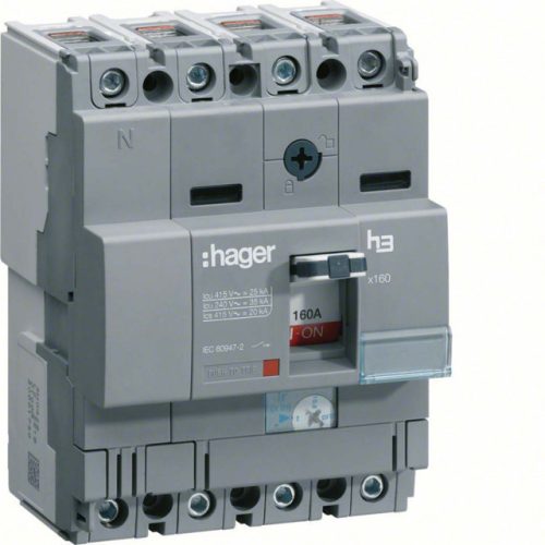 Hager HHA101H x160 TM kompakt megszakító, 4P, 100A, 25kA