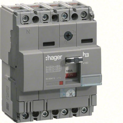 Hager HHA161H x160 TM kompakt megszakító, 4P, 160A, 25kA