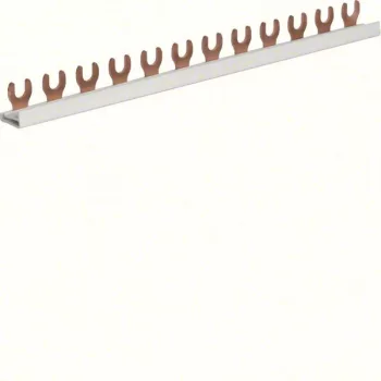   Hager KDN163A, Fázissín 1P, 12 modul, 210 mm-es, 10mm2 keresztmetszet (63A), darabolható (Hager KDN163A).
