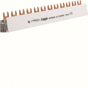   Hager KDN280A, Fázissín 2P, 12 modul, 210 mm-es, 16mm2 keresztmetszet, darabolható (Hager KDN280A).
