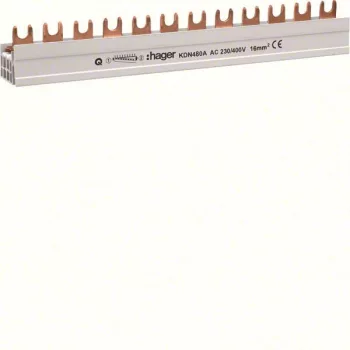   Hager KDN480A, Fázissín 4P, 12 modul, 210 mm-es, 16mm2 keresztmetszet, darabolható (Hager KDN480A).