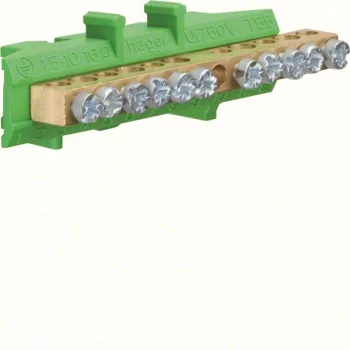   Hager Golf KM11E N/PE sín 5x16mm2+6x10mm2, L=73mm, talpra szerelt, zöld (Hager KM11E)