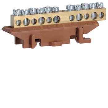   Hager KM11L Fázis sín, kalapsínre pattintható, barna 5x16mm2 + 6x10mm2