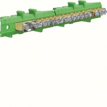   Hager Golf KM17E N/PE sín 1x25mm2+8x16mm2+8x10mm2, L=121,5mm, talpra szerelt, zöld (Hager KM17E)