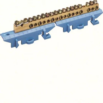   Hager Golf KM17N N/PE sín 1x25mm2+8x16mm2+8x10mm2, L=121,5mm, talpra szerelt, kék (Hager KM17N)