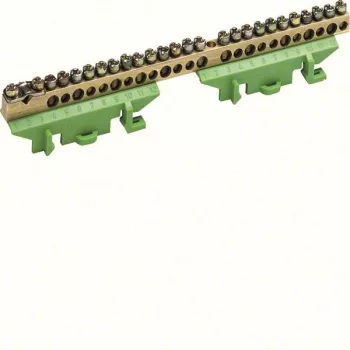   Hager Golf KM25E N/PE sín 1x25mm2+11x16mm2+13x10mm2, L=169mm, talpra szerelt, zöld (Hager KM25E)