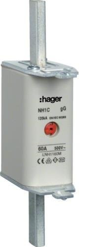Hager LNH1160M NH 1 gG AC500V 160A késes biztosító