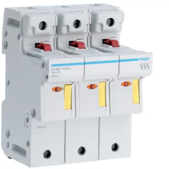   Hager LS603 Biztosítós szakaszoló, L51, 3P, 14x51mm, 50A, 4,5M