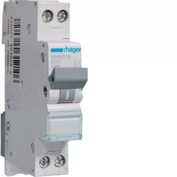 Hager MHN516A Kismegszakító 1P+N, B-16A, 4,5kA, 1M